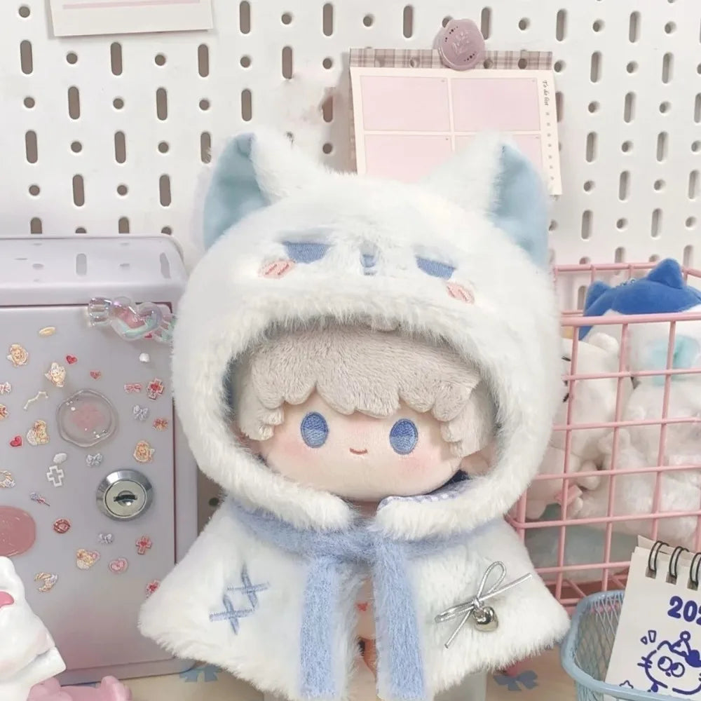 Plush Cloak 10cm Cotton Doll Clothes Suit Dress Up 20cm Doll Clothes Outfit Blue Cute Doll Clothes Set Children's Gift