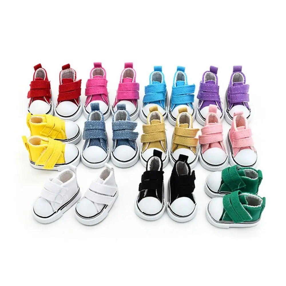 1 Pair 5cm Length Doll Canvas Shoes DIY Plimsolls 1/6 Scale Mini Sneakers Mini High Top Doll Sneakers Blythe Doll Toy