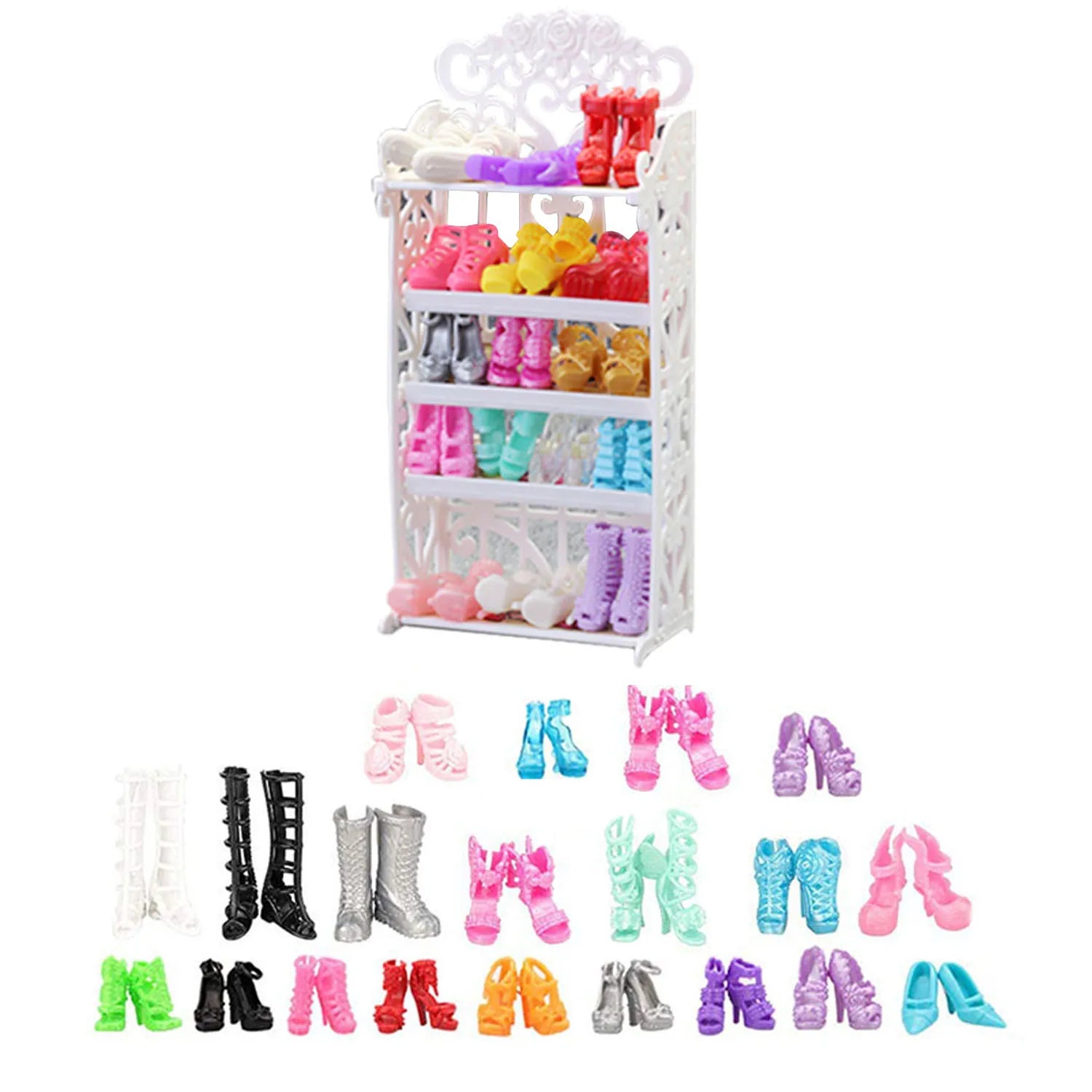 50 Pairs Colorful Doll Shoes High Heels Boots Sandals Slipper Assorted Dolls Shoes for 11.5inch Accessories Kids  Toys