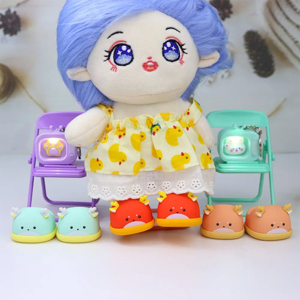 1Pair 20cm Cotton Doll Shoes Soft Rubber Shoes Cute Animal Patterned Shoes Doll Accessories Children Toys Gifts