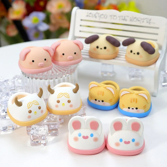 1Pair 20cm Cotton Doll Shoes Soft Rubber Shoes Cute Animal Patterned Shoes Doll Accessories Children Toys Gifts
