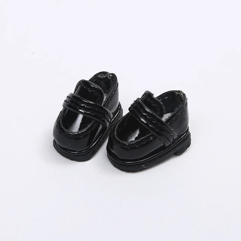 Handmade Doll Student Shoes Bright Surface Black Brown Doll Leather Shoes For Obitsu11,P9, Gsc, Ymy, Ddf, Nendoroids, 1/12 Bjd