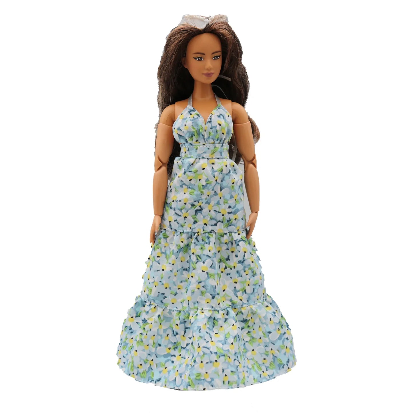2023 new fashion clothes dress for 30 cm doll 1/6 29 cm Ribbon Hanging Neck Open Back Fragmented Flower Dress