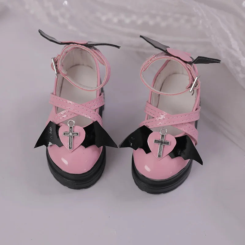 7cm*3.2cm Doll Shoes 1/4 Bjd Doll Round Toe High Heels With Devil Wings For Dollfie Dream Mid Dk Luts Soom Dod Dollmore Luts