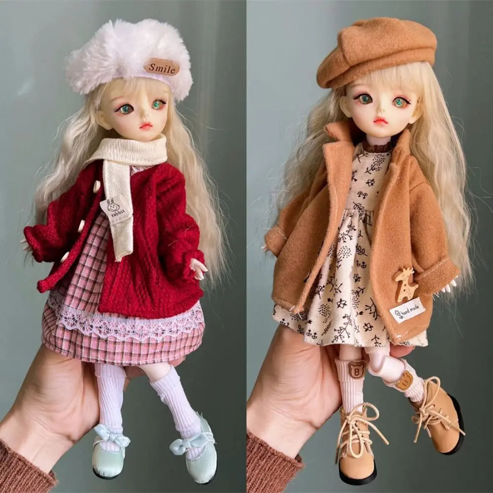 30cm Doll Clothes 1/6 BJD Doll Fashion Outfit Set Pretty Dress Hat Winter Coat Girl Toy Gift Doll Accessories(no shoes&doll)