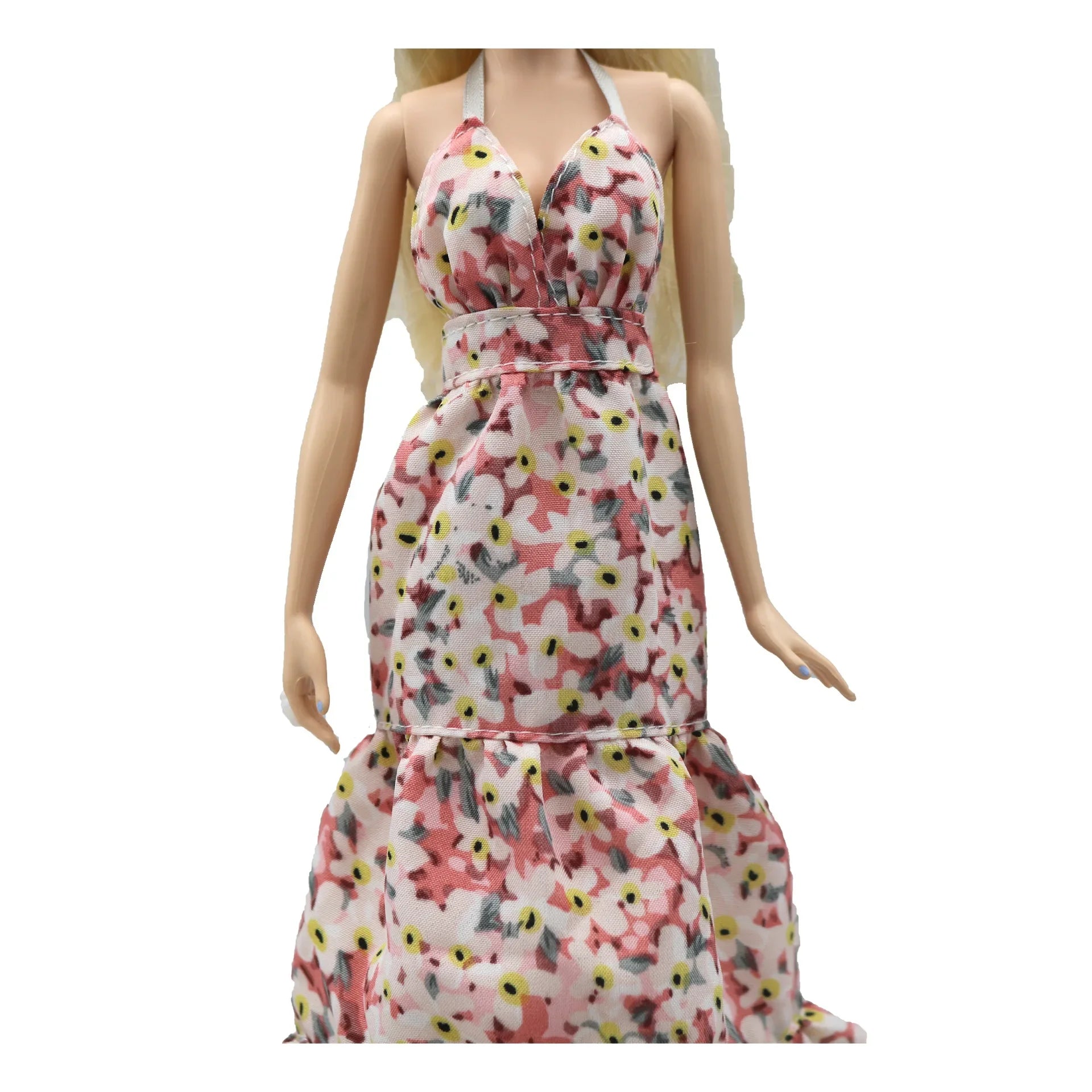 2023 new fashion clothes dress for 30 cm doll 1/6 29 cm Ribbon Hanging Neck Open Back Fragmented Flower Dress