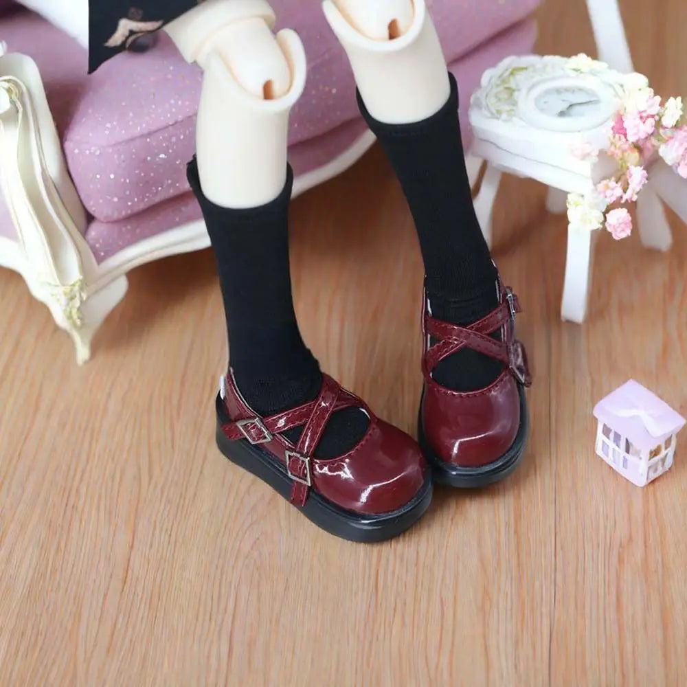 Dress Up 1/4 Dolls Shoes Heightened Thick Sole Handmade Bjd Leather Shoes Casual Wear Multiple Colour 45CM Doll Shoes Diy Toys