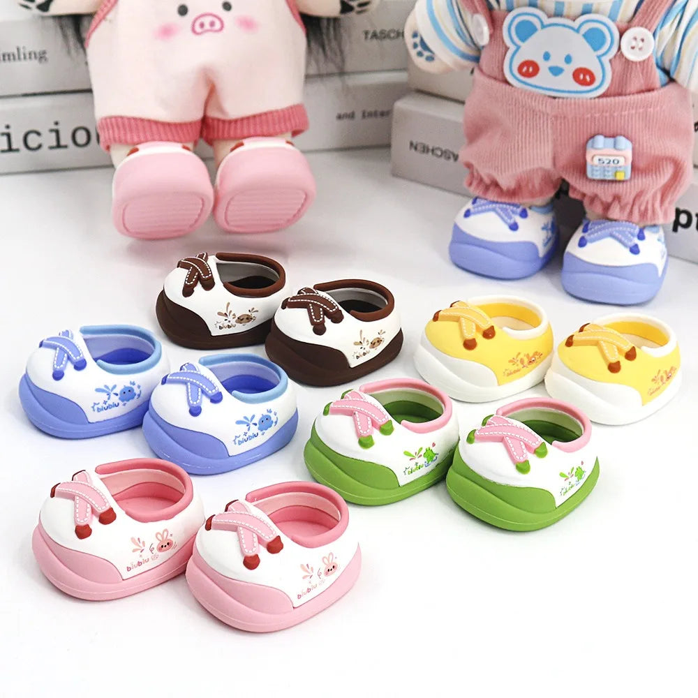 Cartoon 20cm Doll Walking Shoes Soft Rubber Cotton Doll Shoes Hand-made Dolls Accessories Sports Shoes Children Toys