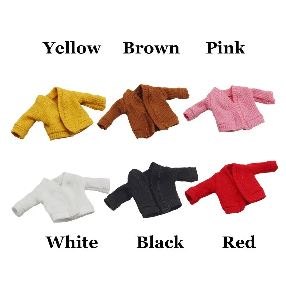 1/12 Doll Clothes Knitted Sweater Fashion Tops Candy Color Coat OB11 Clothes Handmade Casual Wear Dolls Accessories Kids Toys