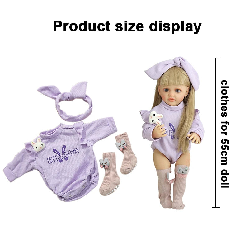 Doll Clothes for 55cm 21.65in Baby Doll's Clothing Sweater Hoodie DIY Reborn Doll Toy Dolls Outfit for Girl Clothing Accessories