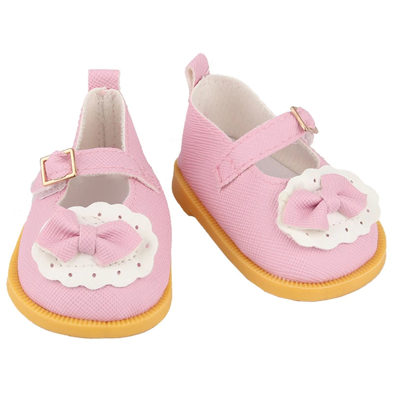Doll Shoes 7 cm Cute Bow Cartoon Skull Mini Shoes For 18 Inch American&43cm Baby New Bron Dolls Girl Toy 1/3 BJD&OG Doll Boots