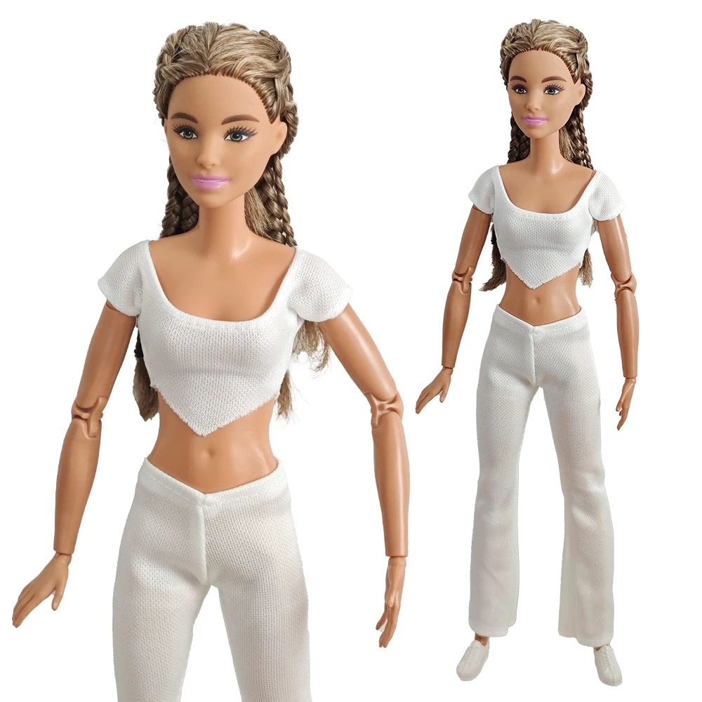 Doll Clothes  Short sleeved shirt Solid color flared pants Daily Wear Accessories Clothes for Barbies doll