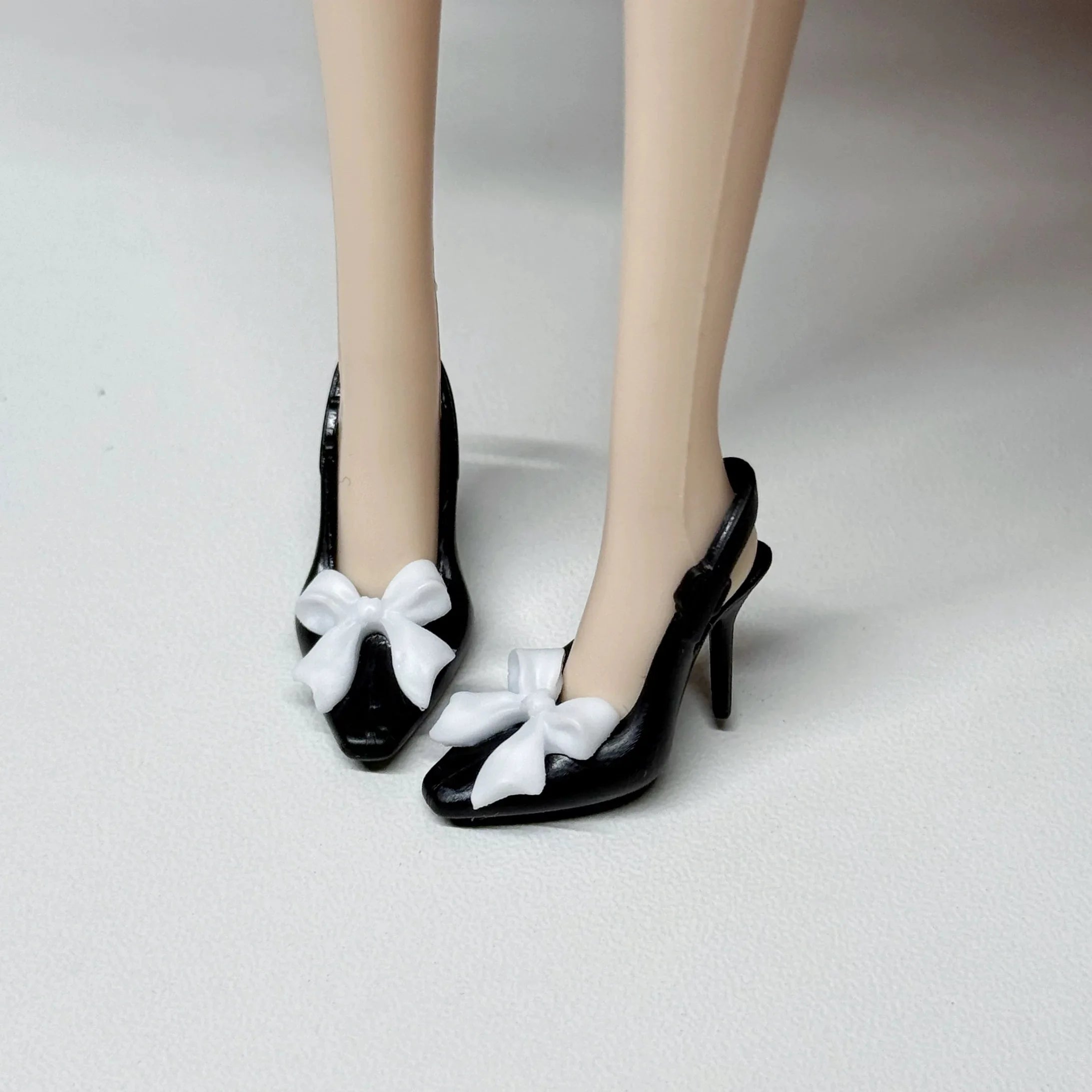 30cm Doll Shoes Accessories Black Classic Small Fragrant Style High Heels Bow Diamante High Heels For 1/6 FR Supermodel Doll