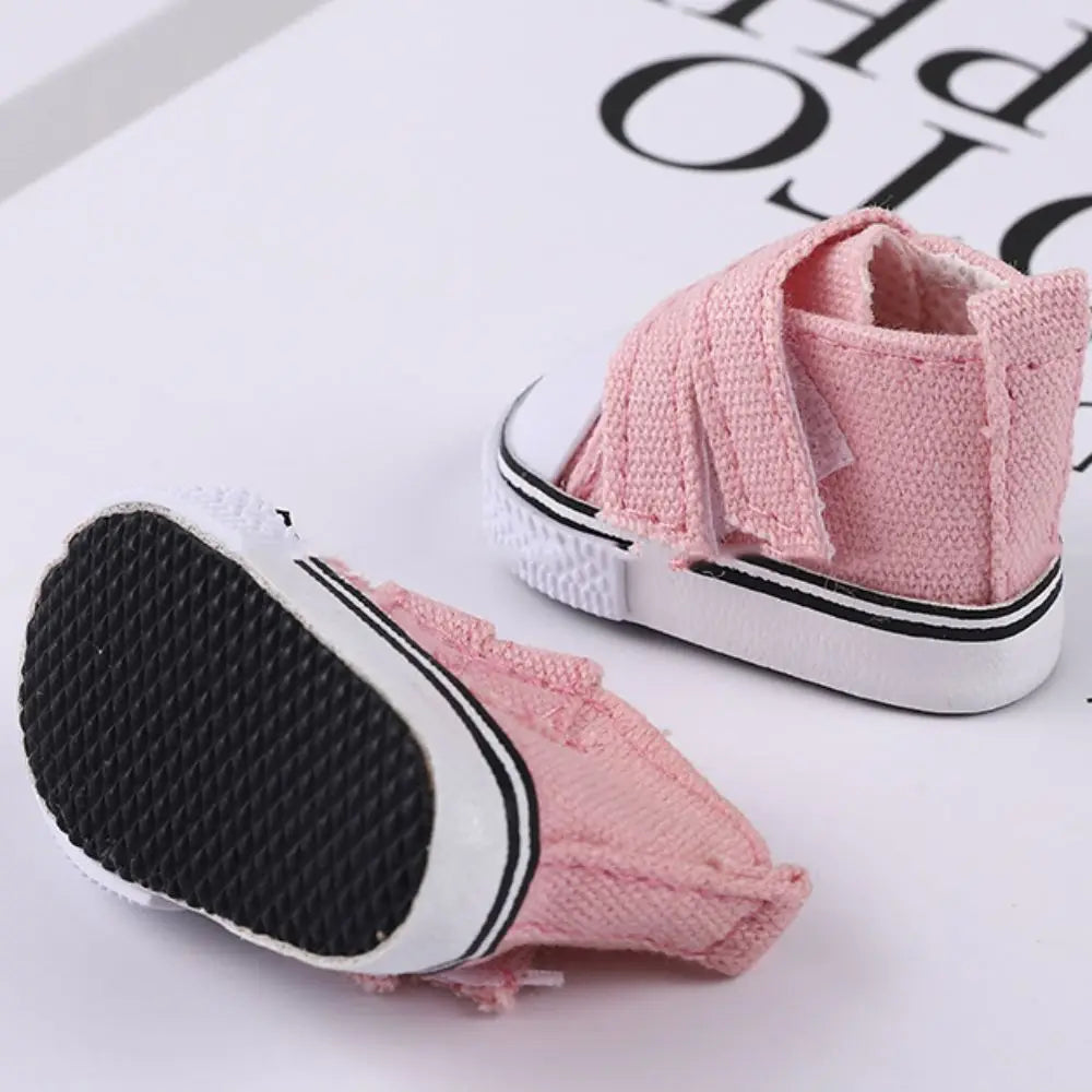 1 Pair 5cm Length Doll Canvas Shoes DIY Plimsolls 1/6 Scale Mini Sneakers Mini High Top Doll Sneakers Blythe Doll Toy