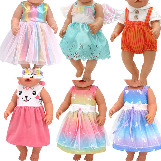 Doll Clothes for 43 cm new born doll and American doll accessories  fashionable gauze dress, bow dress
