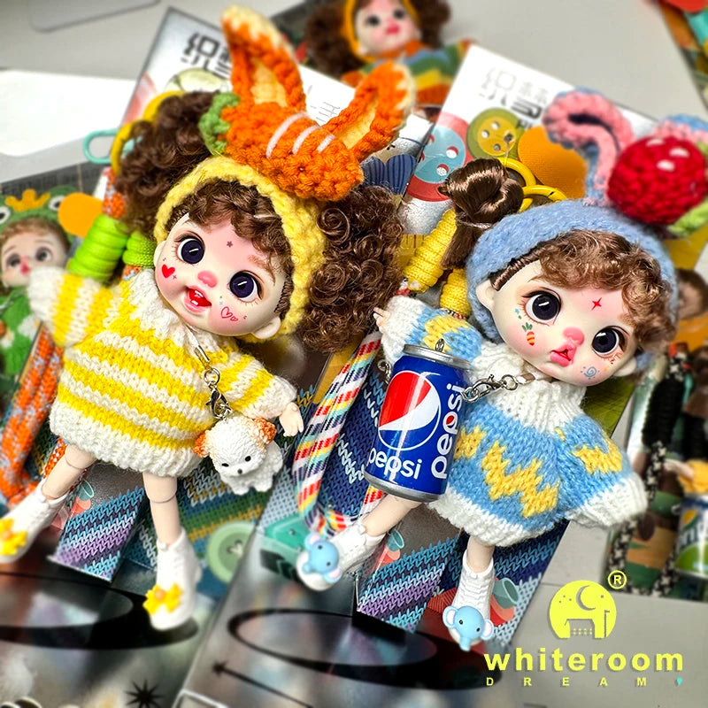 Mini BJD Doll Clothes OB11 Handmade Crochet Sweater Wool Hook Set Accessories Girls DIY Toy Accessories MobilePhone Hanging Gift