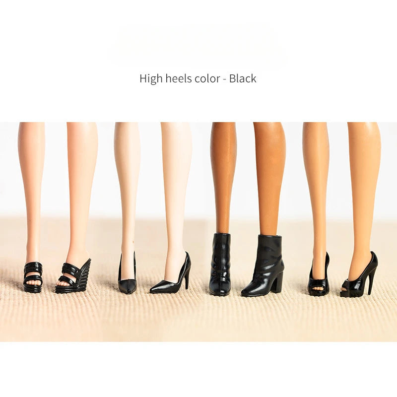 4 Pairs Doll High Heels Ankle Boot 32cm Supermodel Doll Similar Foot Shape Wearable Princess Girl Doll Shoes DIY Toys Collector
