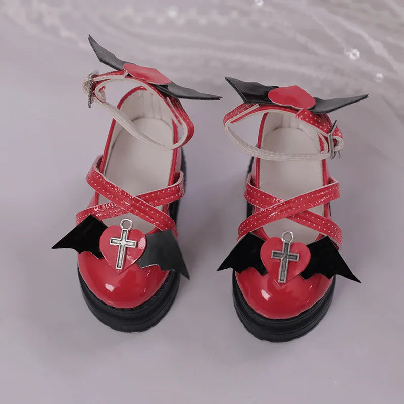 7cm*3.2cm Doll Shoes 1/4 Bjd Doll Round Toe High Heels With Devil Wings For Dollfie Dream Mid Dk Luts Soom Dod Dollmore Luts