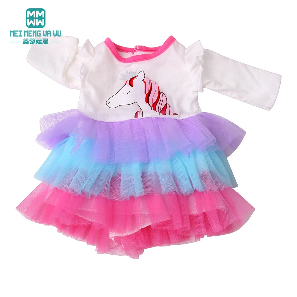 Doll Clothes Fashion T Shirt Pants Cartoon Dress Fits 45cm American Doll Toy Accessories Gift Girls