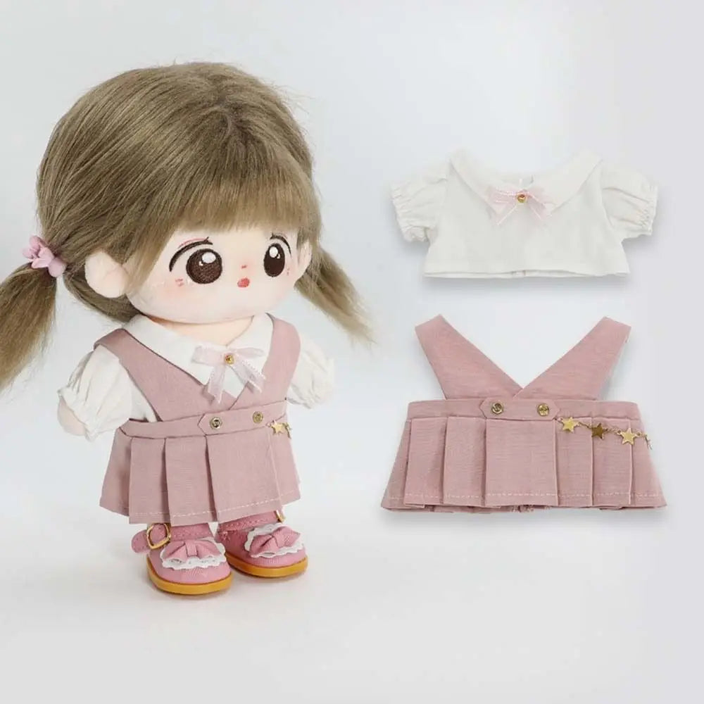 T-shirt 20cm Doll Clothes Stuffed Dolls Dress Up Cotton Dolls Outfit Academy Uniform Skirt Dresses Doll Uniform Set