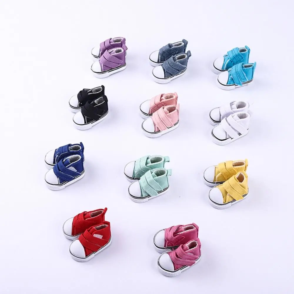1 Pair 5cm Length Doll Canvas Shoes DIY Plimsolls 1/6 Scale Mini Sneakers Mini High Top Doll Sneakers Blythe Doll Toy