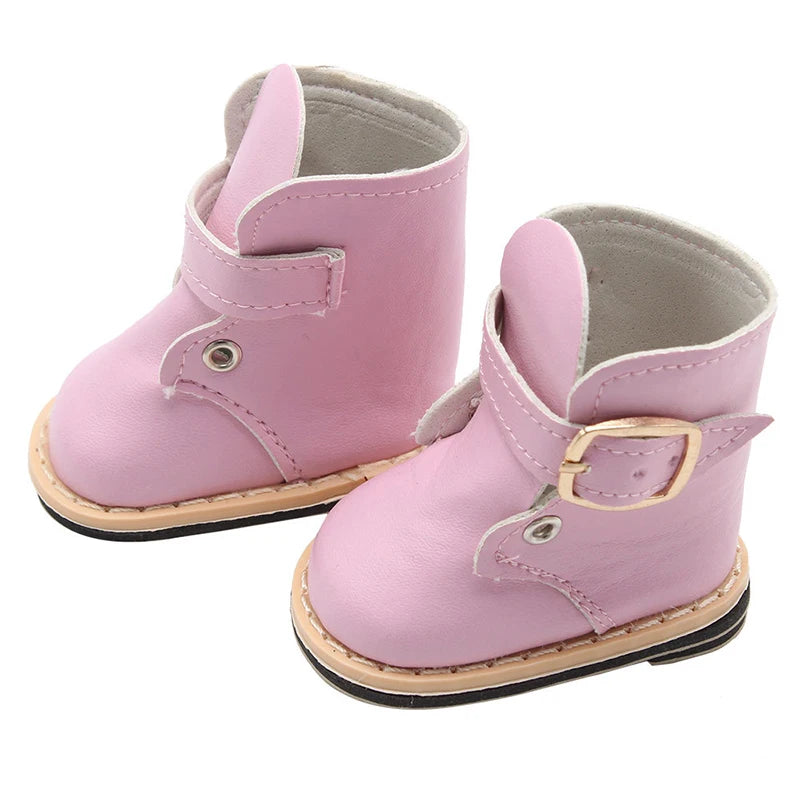 Doll Talk 18 inch American doll shoes boots new high quality Pink white boots bjd 1/6 1/3 shoes Doll Girl Booties Accessory