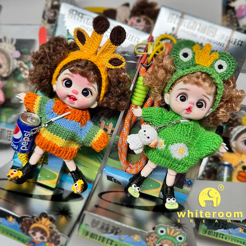 Mini BJD Doll Clothes OB11 Handmade Crochet Sweater Wool Hook Set Accessories Girls DIY Toy Accessories MobilePhone Hanging Gift