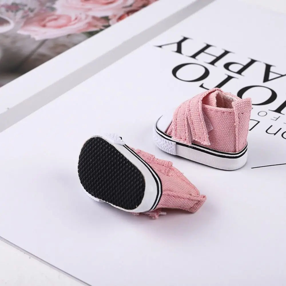1 Pair 5cm Length Doll Canvas Shoes DIY Plimsolls 1/6 Scale Mini Sneakers Mini High Top Doll Sneakers Blythe Doll Toy