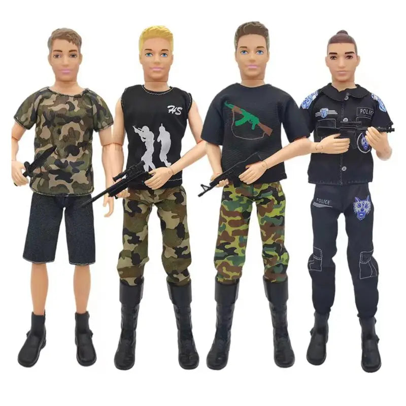 1/6 Doll Clothing 8 Itmes / Lot Casual Wear Handmade Clothes Outfit Male Soldier Tops Pant Uniforms Toy For Girl Boyfriend Ken