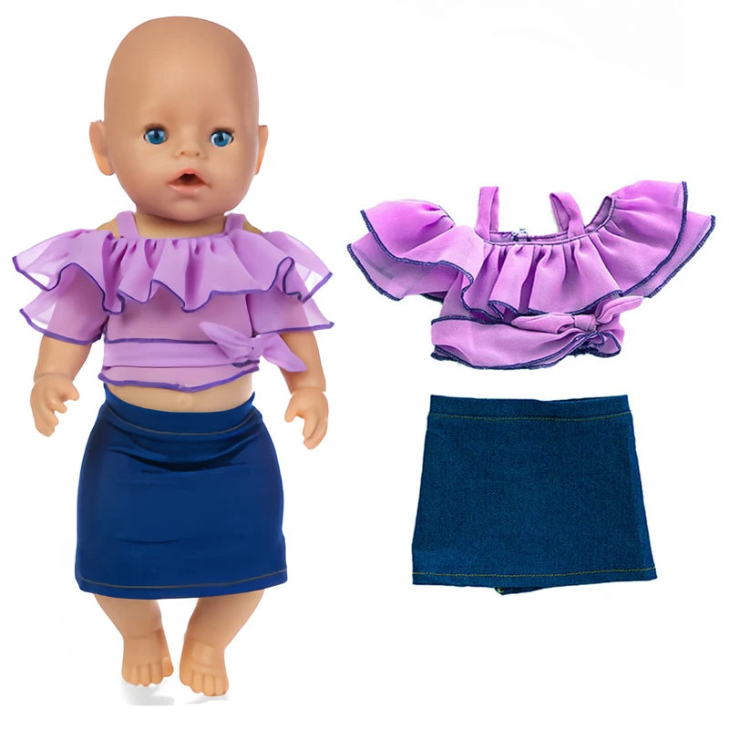 Doll Clothes for 43cm Baby Doll Leather Jacket Pants Set for 17 Inch Baby Doll Coat Winter Clothes Drop Shipping