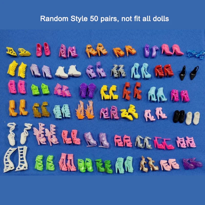 50 pairs Shoes for 11.5''/30cm Dolls 1/6 Barbiess Dolls Fashion Design Doll Shoes: High Heels, Flats, Boots & More Toys for Girl