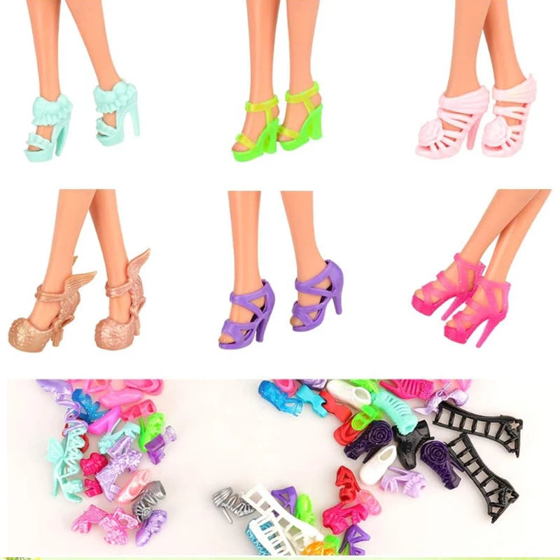 50 Pairs Doll Shoes High Heel Shoes Doll Boots Flat Shoes Set for 11.5 inch Girl Dolls Different Assorted Colors Fashion Shoes
