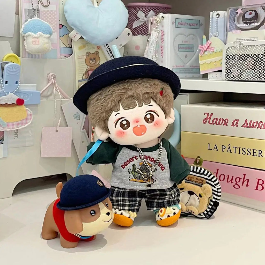 20cm Doll Clothes Cute Retro Style Casual No Attribute Normal Body Cotton Doll Clothes Can Be Changed Spring And Autumn Suit