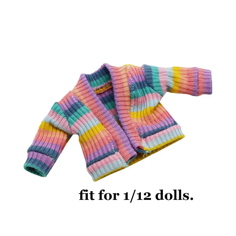 1/12 Doll Clothes Knitted Sweater Fashion Tops Candy Color Coat OB11 Clothes Handmade Casual Wear Dolls Accessories Kids Toys
