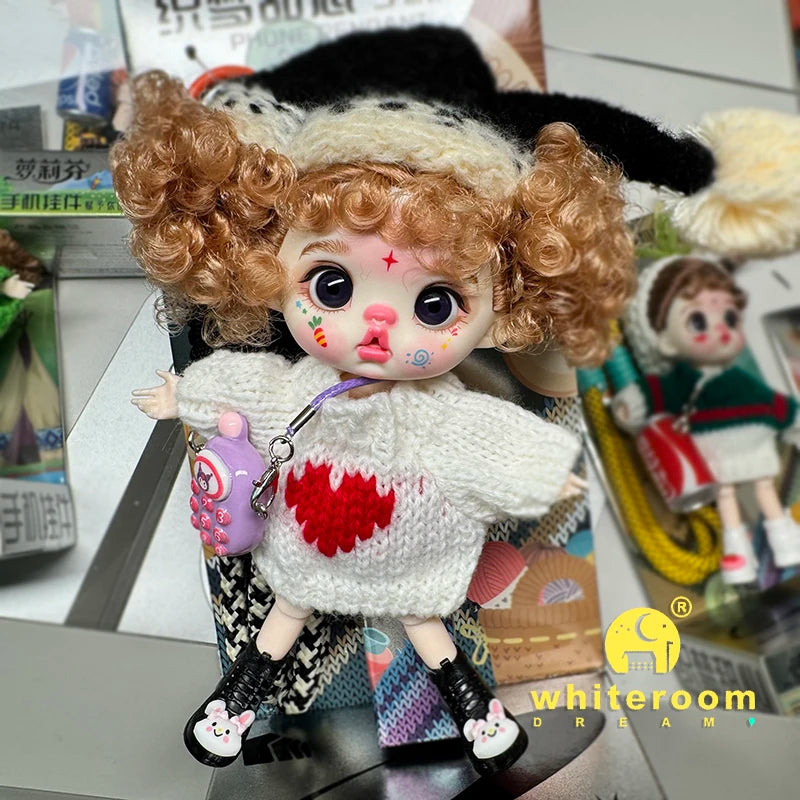 Mini BJD Doll Clothes OB11 Handmade Crochet Sweater Wool Hook Set Accessories Girls DIY Toy Accessories MobilePhone Hanging Gift