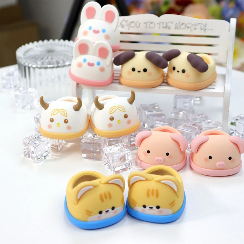 1Pair 20cm Cotton Doll Shoes Soft Rubber Shoes Cute Animal Patterned Shoes Doll Accessories Children Toys Gifts