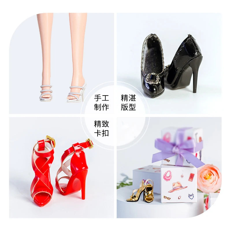 High End Doll Shoes 1/6 BJD FR Supermodel Doll Shoes Fashion 30CM Dress Up High Heels Boots Hat Accessories DIY Play House Toys