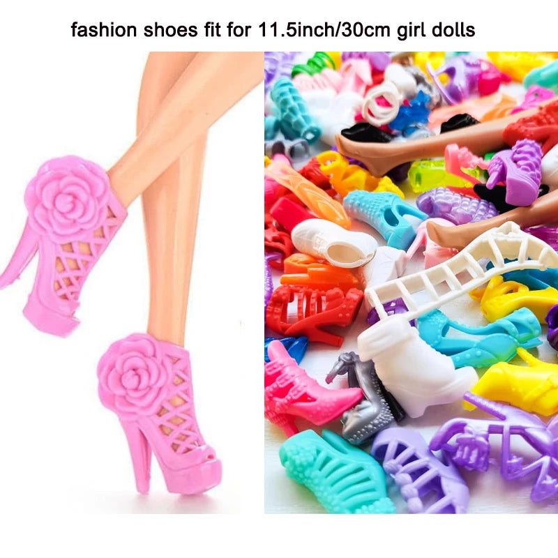 50 Pairs Doll Shoes High Heel Shoes Doll Boots Flat Shoes Set for 11.5 inch Girl Dolls Different Assorted Colors Fashion Shoes