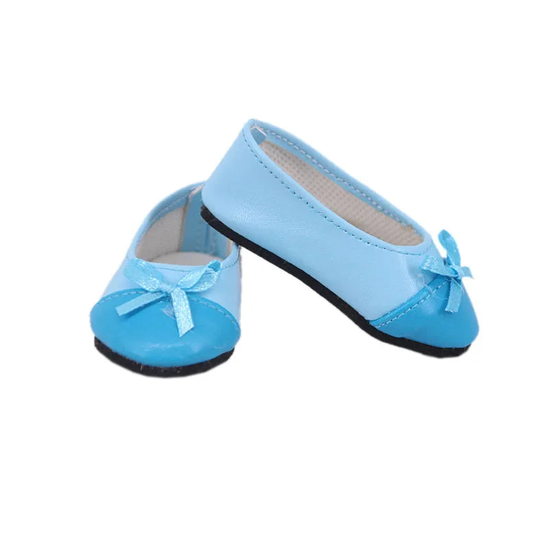 Doll Shoes Bow Tie Shoes Pop Leather Shoes Cute Cat Patterned Shoes For 18Inch American Doll&43CM Baby Doll Shoes,Girl Toys Gift