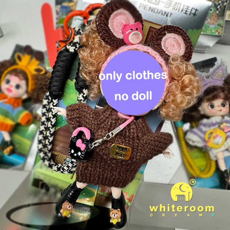 Mini BJD Doll Clothes OB11 Handmade Crochet Sweater Wool Hook Set Accessories Girls DIY Toy Accessories MobilePhone Hanging Gift