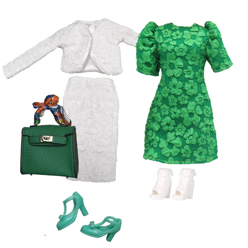 1/6 Doll Clothes Set DIY Doll Decors Bag Boots Cloak Jeans Casual Wears Decorations for 11.5 inch Doll Clothing Accessories
