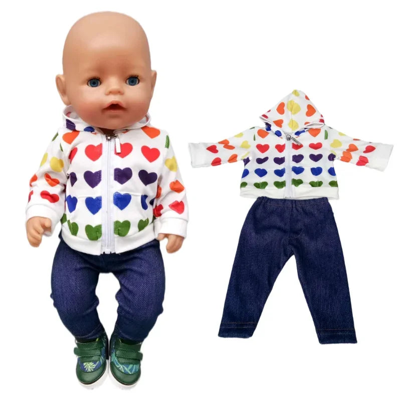 Doll Clothes for 43cm Baby Doll Leather Jacket Pants Set for 17 Inch Baby Doll Coat Winter Clothes Drop Shipping