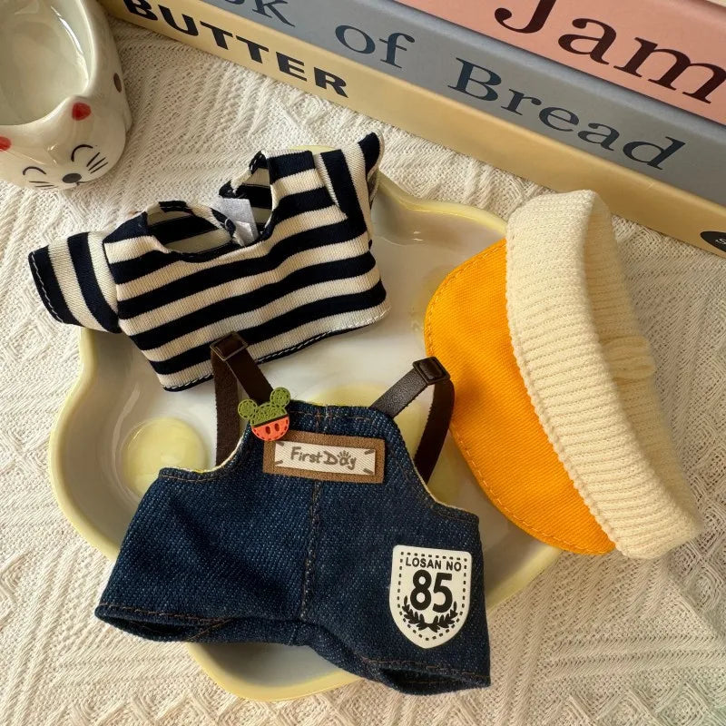 Popular Labubu Doll Clothes 17cm Pendant Labubu Doll Clothes Spring Field Strap Pants Set Labubu Doll Clothes Accessories