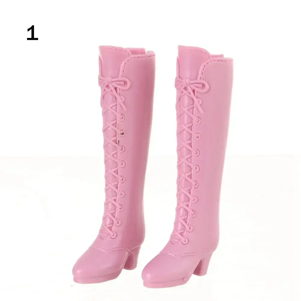 Doll Shoes Fashion Female Doll Boots Fit Foot Length 2cm Dolls Accessories Plastic Doll Multistyles Long Knees Boots