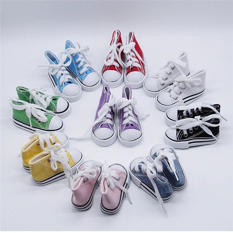 7.5CM Doll Sneakers Assorted Colors Doll Fashion Canvas Shoes for 1/3 1/4 BJD Dolls Toy Hand Made Shoes Accessories Toys Gift