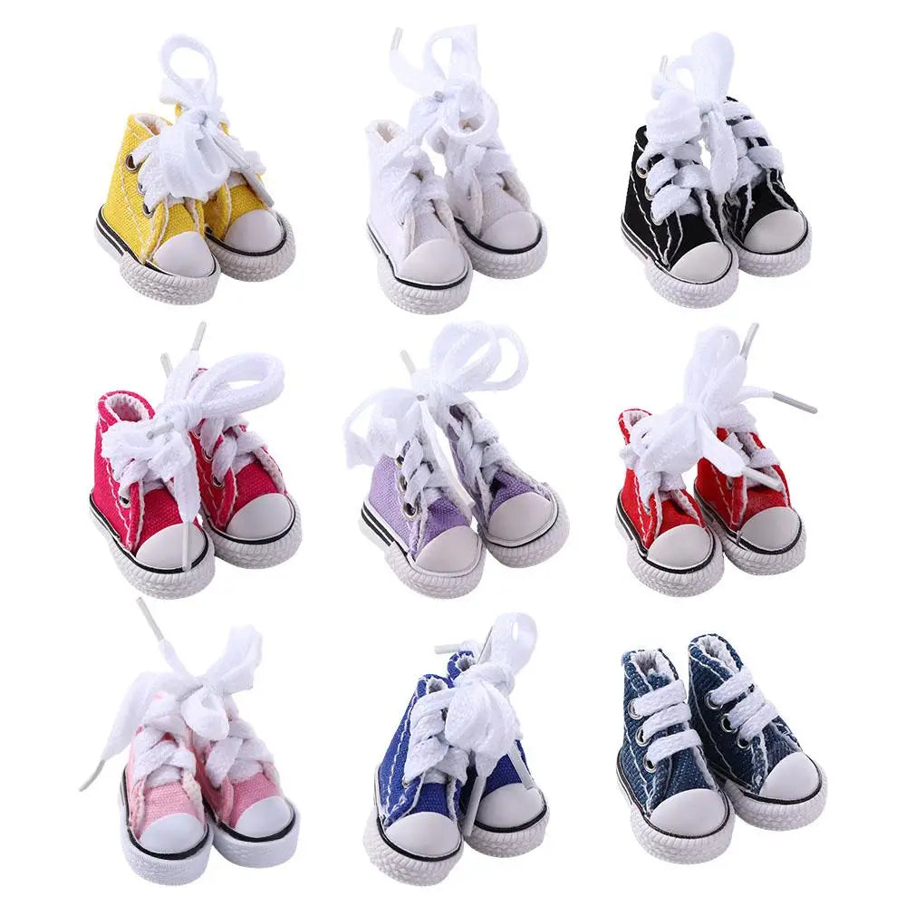 1Pair 3.5CM Fashion Casual Doll Canvas Shoes For Dolls Sneakers Shoes Boots Dolls Mini Accessories Girl Children Toy Gift