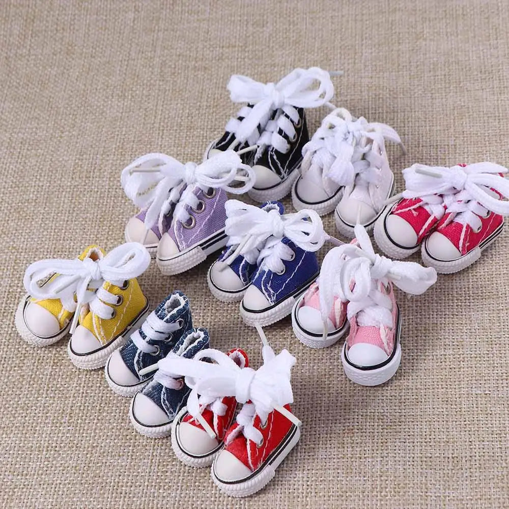 1Pair 3.5CM Fashion Casual Doll Canvas Shoes For Dolls Sneakers Shoes Boots Dolls Mini Accessories Girl Children Toy Gift
