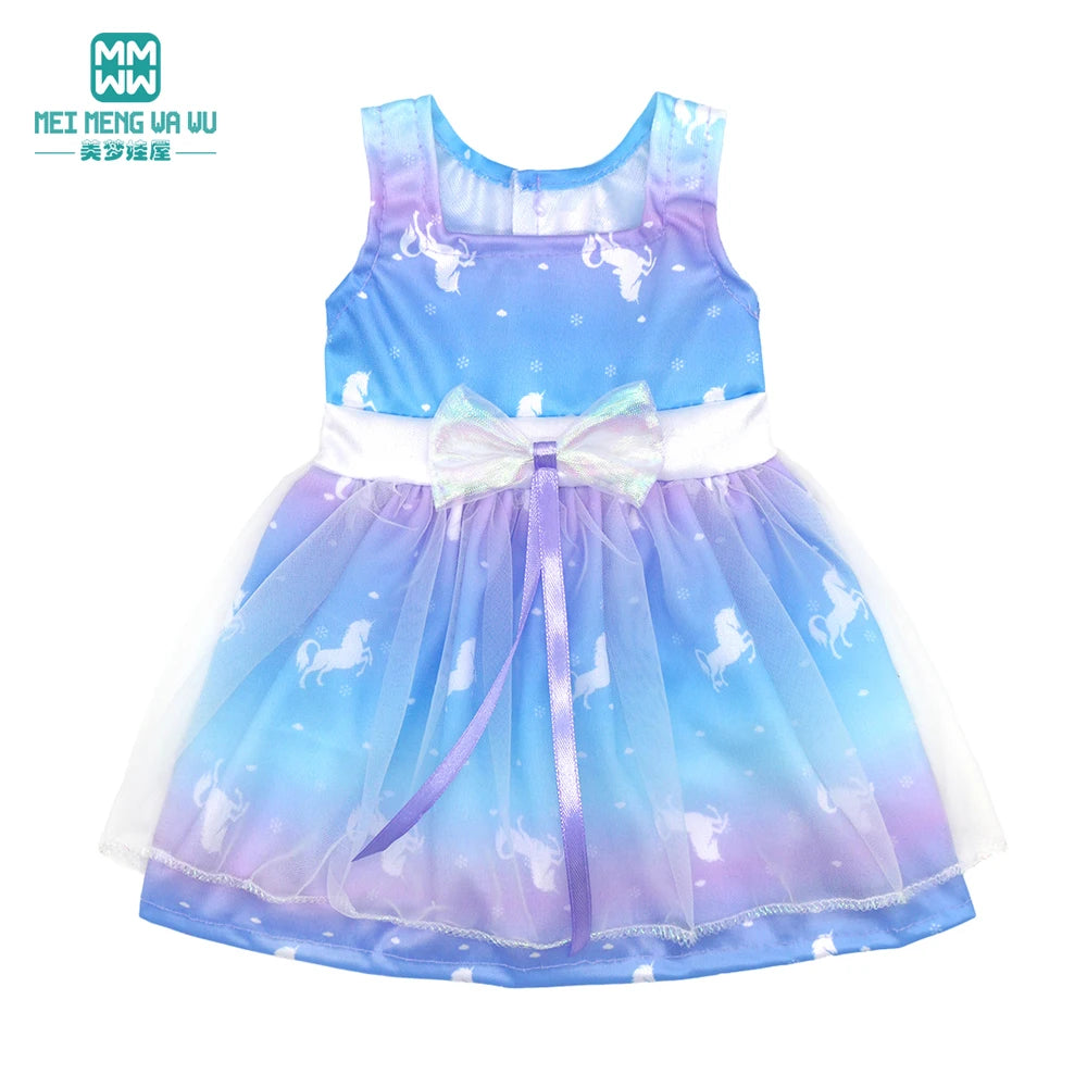 Doll Clothes for 43 cm new born doll and American doll accessories  fashionable gauze dress, bow dress