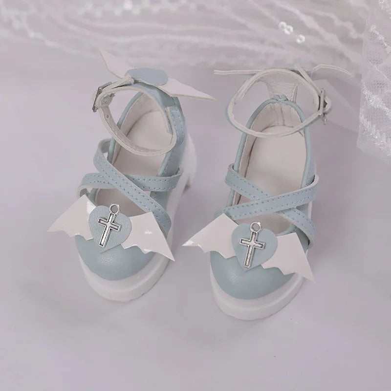 7cm*3.2cm Doll Shoes 1/4 Bjd Doll Round Toe High Heels With Devil Wings For Dollfie Dream Mid Dk Luts Soom Dod Dollmore Luts