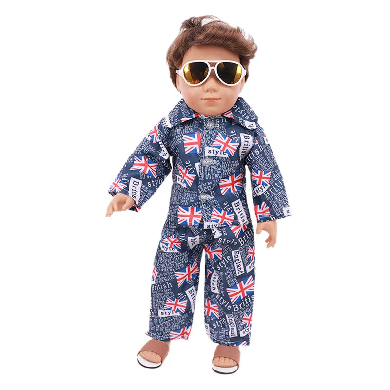 Doll Clothes Leisure Sportswear Cute Animal Print For 43cm Baby Doll &18Inch American Doll Outfits,Our Generation Gifts Toys